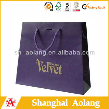 Foil stamping gift paper bag with drawstring