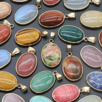 Oval Fancy Jasper Pendant for Making Jewelry Necklace 18X25MM