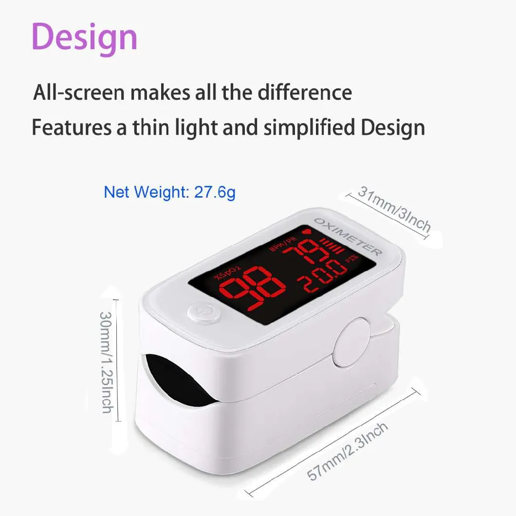 Ce FDA Portable OLED Finger Fintertip Pulse Oximeter Healthcare Device