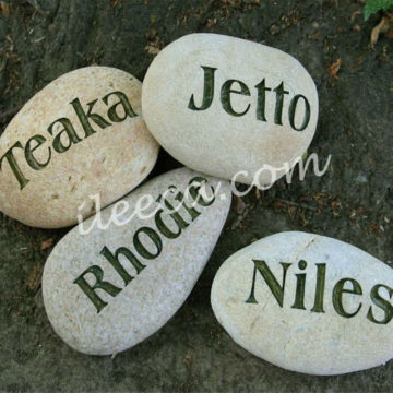 Engraved pebbles stone with words