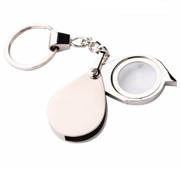 Zinc Alloy High Magnification Pocket Folding Magnifier with Keychain