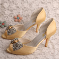 Rhinestone Ivory Peep Toe Heels para la boda