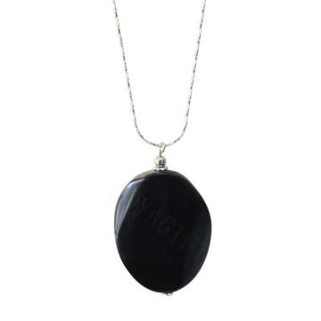 Natural Gemstone Agate Necklace with Silver Chain