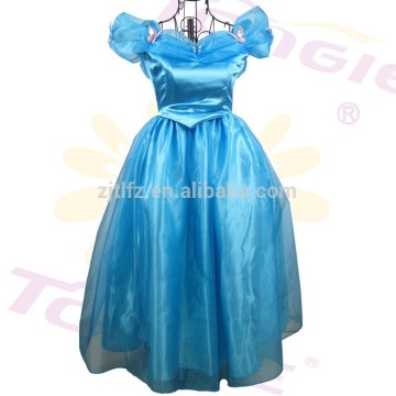 2015 Hot sale blue long princess cinderella dresses for girls cinderlla costume dress child