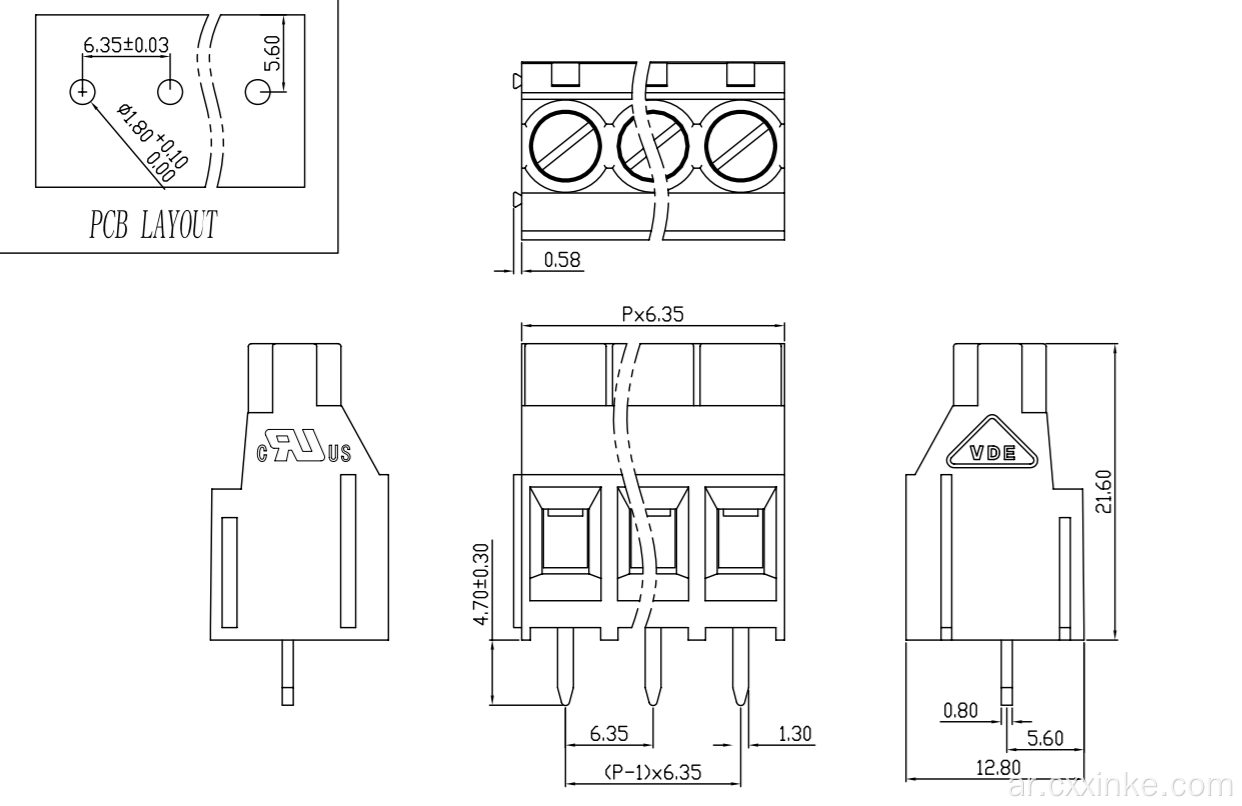 6.35mm pitch type pcb terminal block terminal terminal terminal