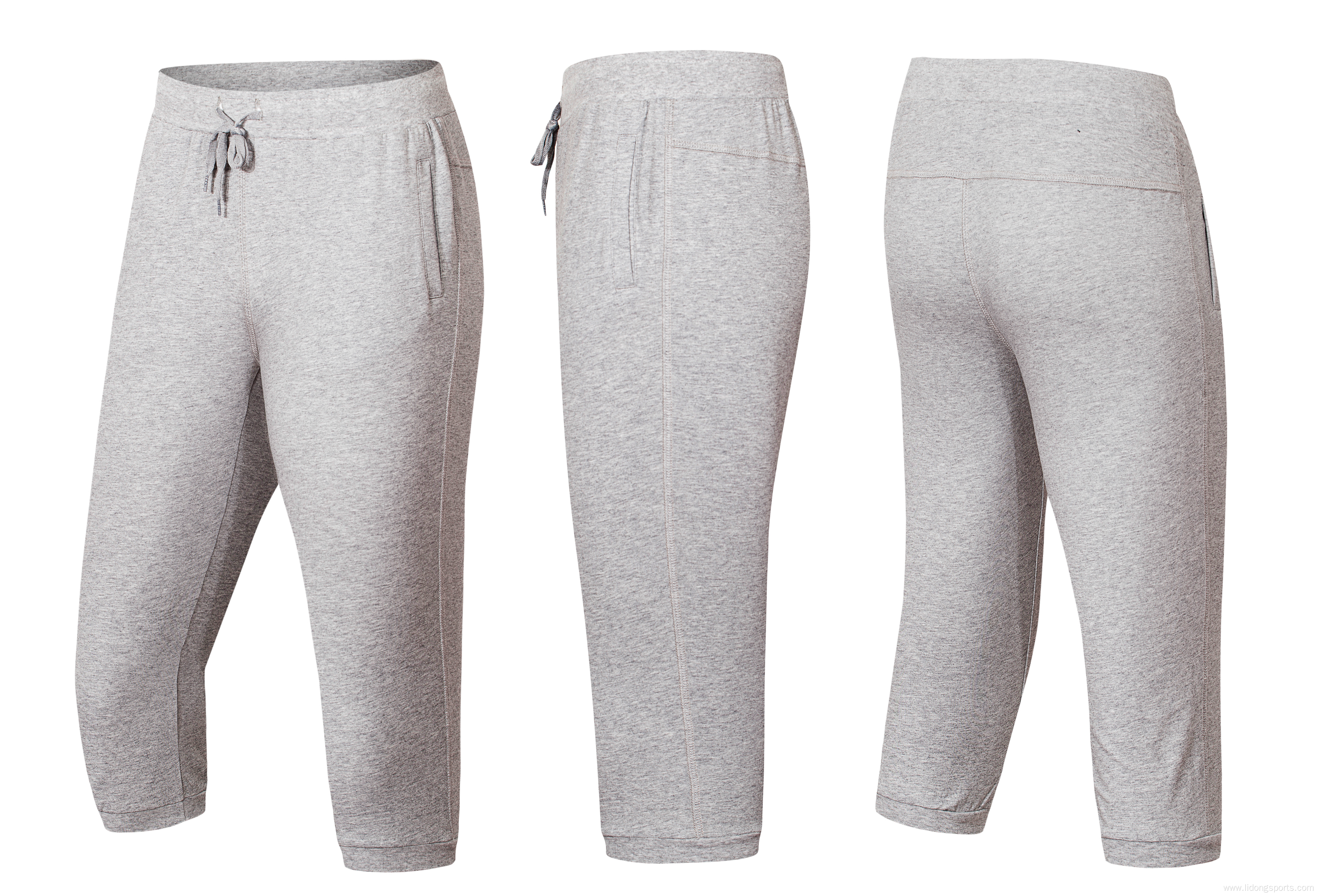 men jogger sport half cropped trousers pants