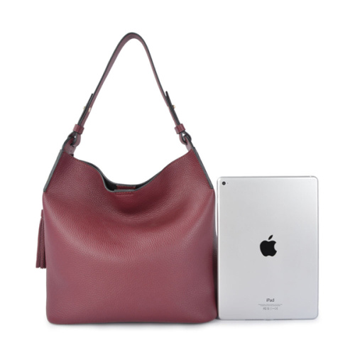 Minimalist Slouch Hobo Soft Red Medium Leather Bags