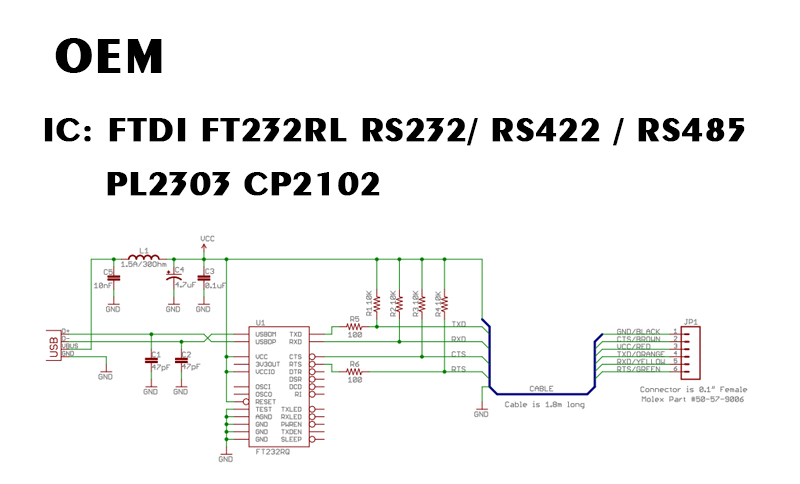 High compatible win10 5v 3.3v uart ttl ftdi ft2132rl usb to rj45 serial cable