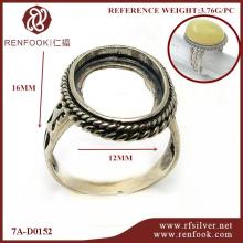 Renfook DIY jewelry findings 925 silver ring mounting for amber