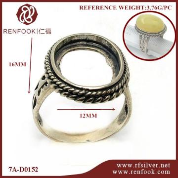 Renfook DIY jewelry findings 925 silver ring mounting for amber