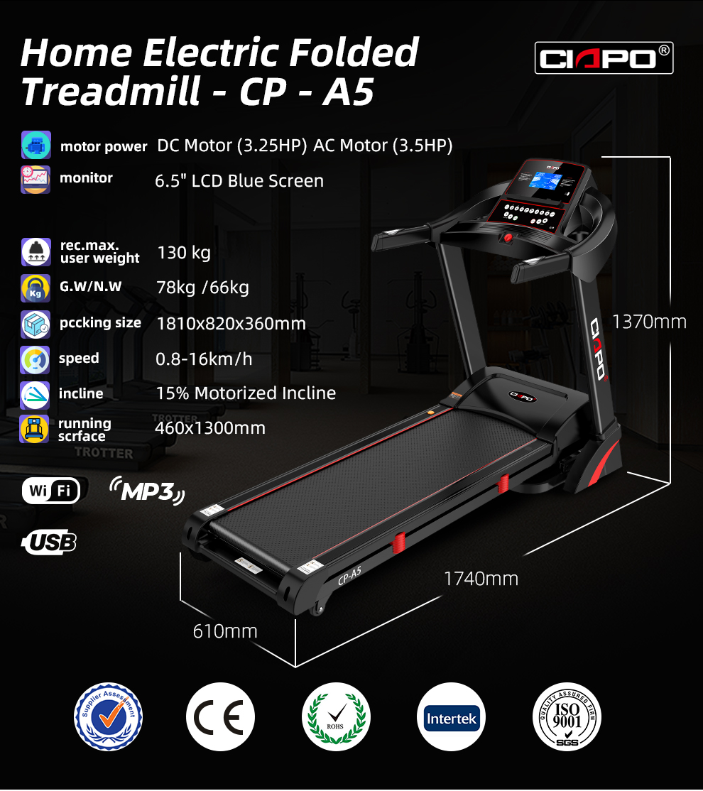 CP-A5 Heart Rate, MP3, USB, Silicone oil easy refilling, Hi-Fi Speaker, iPad holder, Hydraulic Soft-drop System