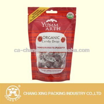 Plastic snack packaging stand up resealable bags by China manufacturer