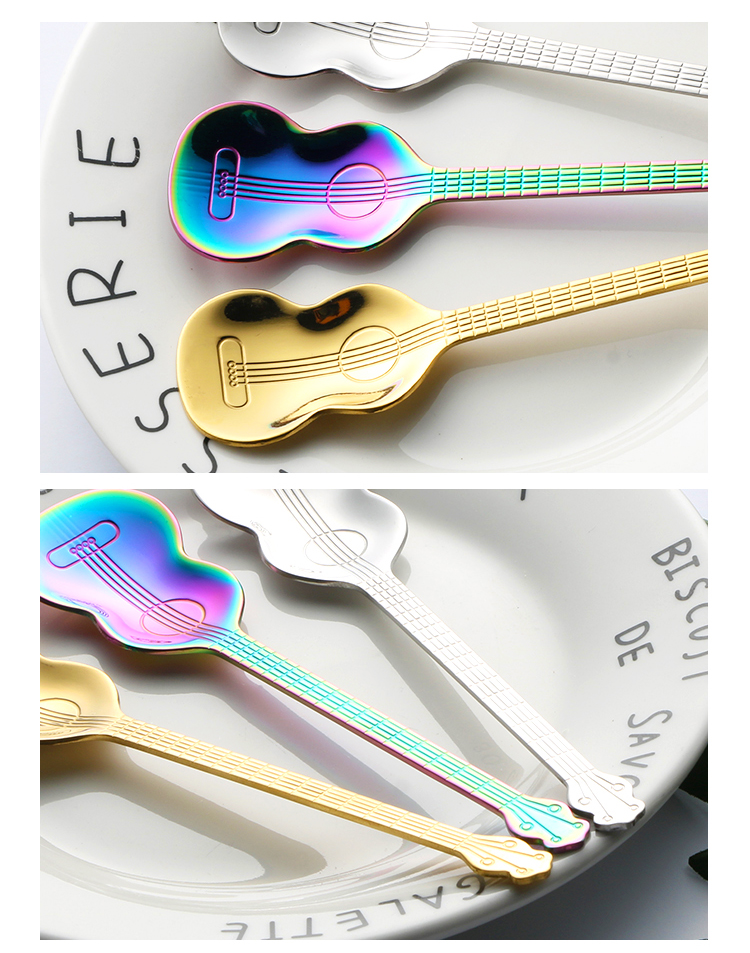 Guitar Design Stainless Steel Dessert Spoon