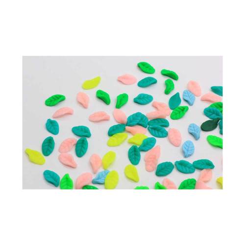 Cute Design 100pcs Mini Tree Leaf Cheap Soft Polymer Clay Beads Cheap Colorful Kawaii for Decoration DIY Slime Supplies