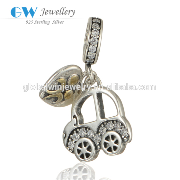 Classic Silver Charm Car Shape Sterling Silver Charm Logo Charm