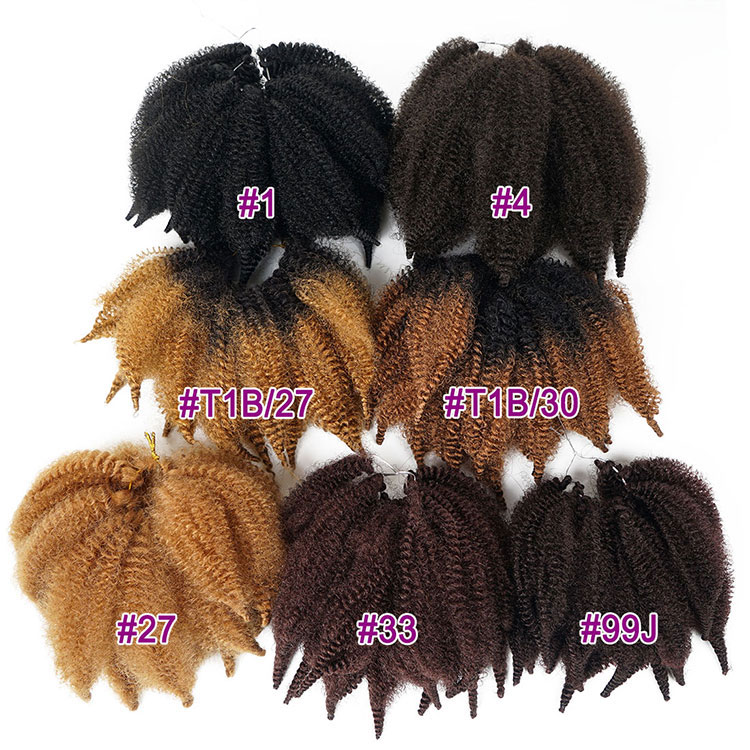 8inch Short Crochet Marley Hair Soft Afro Kinky Twist Crochet Braids Synthetic Braiding Hair Black Brown