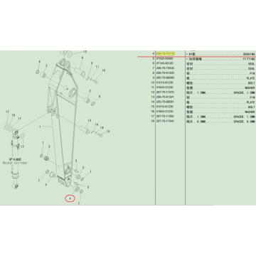 208-70-72170 KOMATSU EXACAVTOR PC400-7 bague 208-70-72170