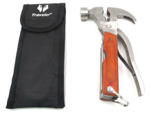 stainless steel multitool claw hammer with wooden handle
