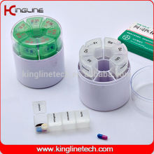 Plastic cylindrical weekly pill case (KL-9037)