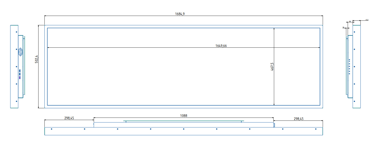 67,5 "промышленного монитора длинной полосы 67.5" Industrial Long strip Monitor