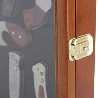 Custom high quality 10x12 inch Black wood Knife Display Case Shadow Box with Glass Door Wall Mountable