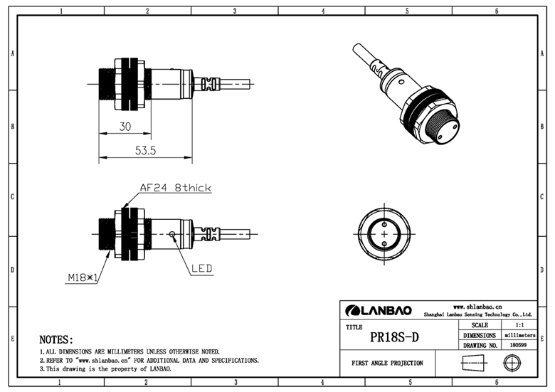 Lanbao Cylindercial Photoelectric Sensor Ce Certification Pnp Nc Ip67 Proximity Switch Sensor