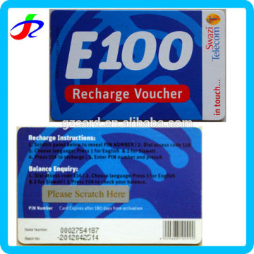 Detachable coupon paper recharge voucher paper card printing services