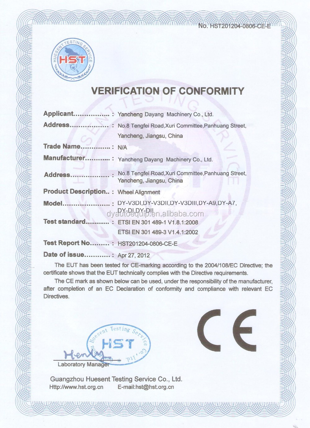 Automatic Wheel Alignment Equipment for Hunter Aligner