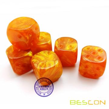 Bescon brut non peinte en marbre 16MM jeu dés avec côté 6ème vierge, ensemble de 3 couleur assortie de 18pcs, Die en marbre blanc