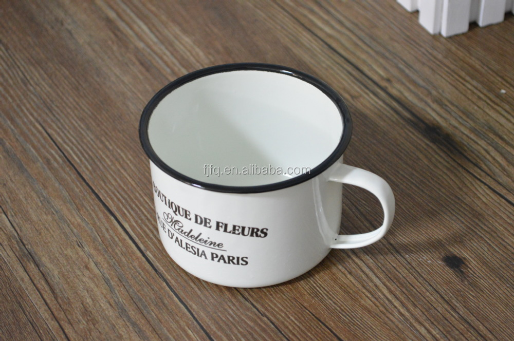 Enamel Cream Color Mug Camping Mug With Handle