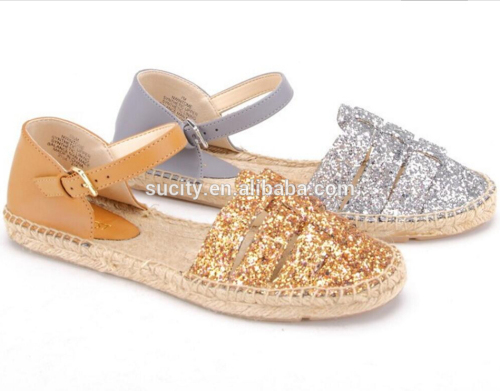 2017 glitter flat espadrille sandals