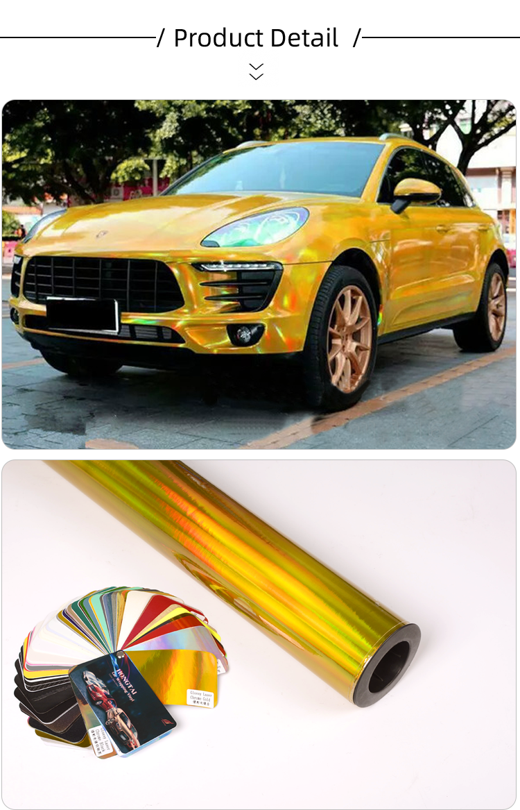 ขายร้อนเลเซอร์กระจก Chrome Wrap รถ Black Chrome Vinyl Car Wrap