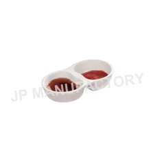 Divided sauce dish two section melamine dish