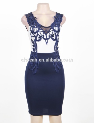 Good quality applique sexy club dress