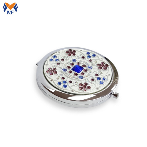 Metal hand small rhinestone pocket mirror