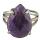 Anillo de piedra natural para mujeres Gemstone 13x18 mm Lágrimas de lágrimas Anillo de piedra apilable Anillo de boda de cristal natural ajustable