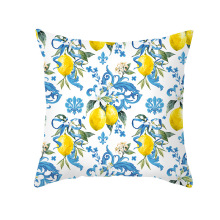 Custom Lemon Printed Peach Skin Throw Cushion Cover