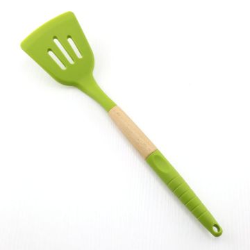 Beech Wood and Silicone Kitchen Slotted Spatula