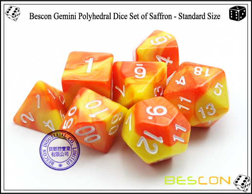 Bescon Juego de Dados Gemini de Azafrán-4 Bescon Gemini Dice Set of Saffron-4