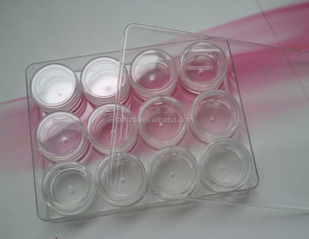 3g 5g 10g jewelry transparent box cosmetic cream jar 12pcs sets travel kit cream jar Nail bottles