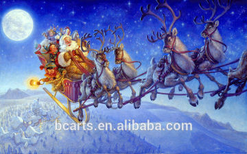 Happy Christmas Santa Claus oil paintings , Father Christmas riding horse oil painting