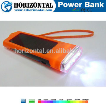 High quality key chain mini solar charger powerbank solar 2300mah with LED torch