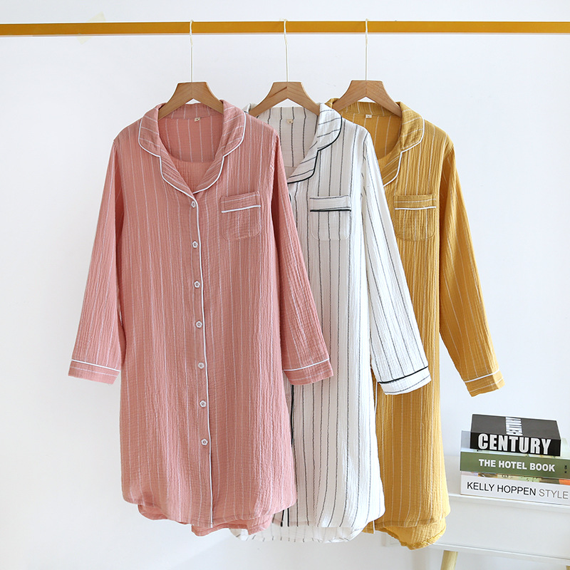 Crepe Cotton Pullover Home Casual Pyjamas Kleid