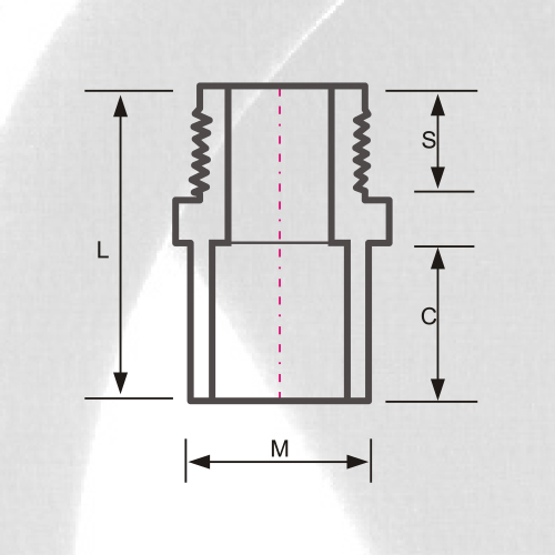 محول ذكر ASTM SCH80 UPVC لون رمادي غامق