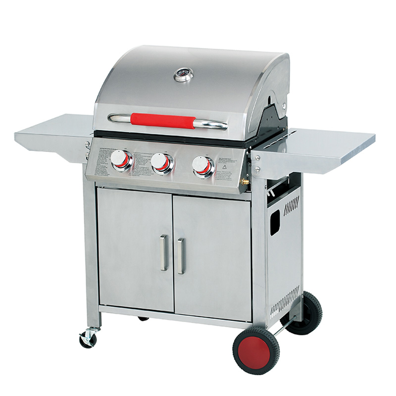 3 Burners gas Grill nwere tebụl akụkụ enwere ike mpịaji