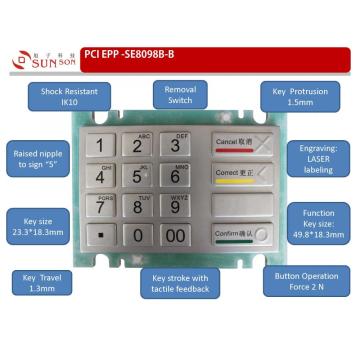 16 개 버튼이있는 PCI 3.x 인증 EPP 핀 패드