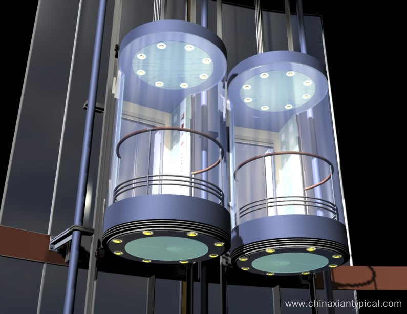 MRL 1000kg Semi-Circular Panoramic Elevator