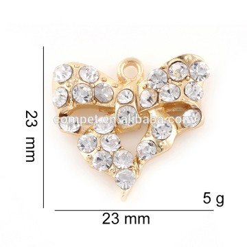 Alloy accessories popular diamond bow pendant