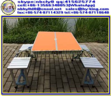 Orange suitcase folding table , aluminium camping folding table portable , picnic folding suitcase table