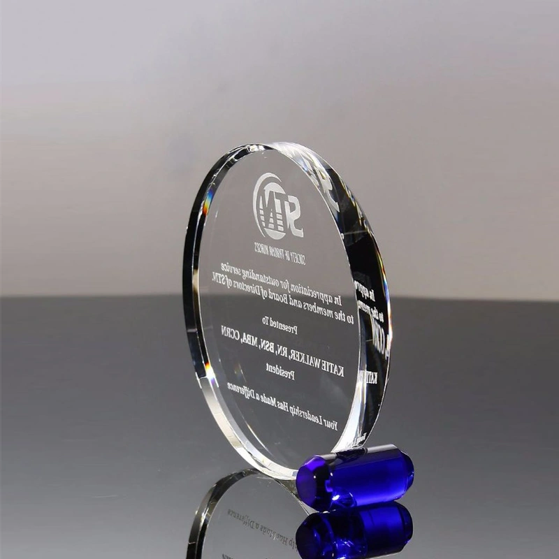 New Clear Customized Business Souvenir Gift Round Circular Glass Trophy Circle Crystal Award